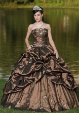 2014 Strapless Quinceanera Dress with Beading and Pick-ups