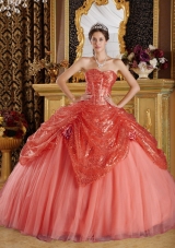 Ball Gown Sweetheart Hand Made Flowers Dress For Quinceanera with Sequined