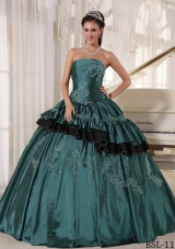 Puffy Strapless Turquoise Quinceanera Gown Dress with Beading