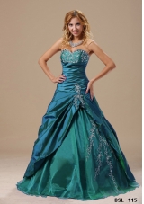 2014 Sweetheart Appliques Decorate Bust and Ruched Bodice For Prom Dress