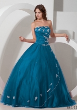 New Style Strapless Long Quinceanera Dresses with Appliques and Beading
