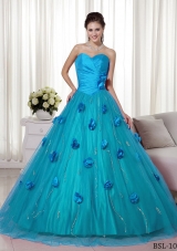 Pretty A-line Sweetheart Brush Train Quinceanera Dress with Hand Made Flowers