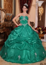 Pretty Turquoise Sweet Sixteen Dresses with Appliques Strapless