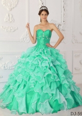 Princess Sweetheart Organza Beading and Ruffles Dresses For a Quinceanera