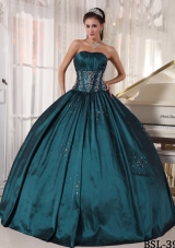 Strapless Puffy Quinceanera Gowns with Embroidery and Beading
