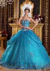 2014 Appliques Organza Sweet 15 Dresses with Sweetheart