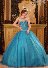 2014 Ball Gown Sweetheart Appliques Quinceanera Gowns in Teal