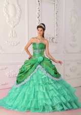 2014 New Style Strapless Sweet 15 Dresses with Appliques and Layers