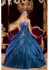 Cheap Sweetheart Appliques Ball Gown Long Quinceanera Gowns