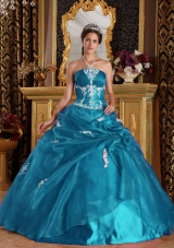 Elegant Puffy Strapless Appliques Quinceanera Dresses for 2014
