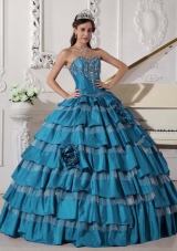 Puffy Sweetheart Taffeta Embroidery and New Style Quinceanera Dresses