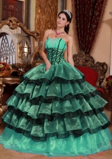 Sweetheart Turquoise and Black Quinceanera Dresses with Layers