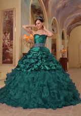 Sweetheart Turquoise Quinceanera Dresses with Beading and Ruffles