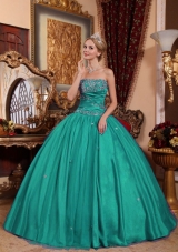 Turquoise Ball Gown Strapless Quinceaneras Dresses with Appliques