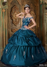 Vintage Off The Shoulder Floor-length Appliques Puffy Quinceanera Gowns