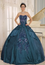 2014 Sweetheart Embroidery Long Quinceanera Gown in Teal
