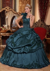 Beading Ball Gown One Shoulder Military Ball Quinceanera Gowns