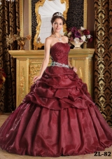 Embroidery and Pick-ups Sweep Train Quinceanera Dress  Custom Made