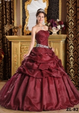 Embroidery and Pick-ups Sweep Train Quinceanera Dress Custom Made