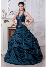 Princess Halter Quinceneara Dresses with Embriodery and Pick-ups