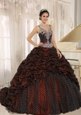 Special Fabric Pick-ups Spagetti Straps Quinceanera Dresses with Appliques Decorate
