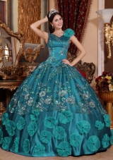 Turquoise Quinceanera Dresses V-neck Beading and Appliques