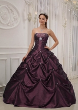 2014 Elegant Strapless Quinceanera Gowns with Beading and Pick-ups