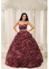 Burgundy A-line Sweetheart 2014 Quinceanera Dress with Beading