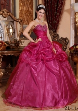 Popular Organza Sweetheart Quinceanera Dress with Beading and Pick-ups