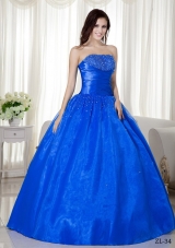 2014 Modest Puffy Strapless with Beading Quinceanera Dresses