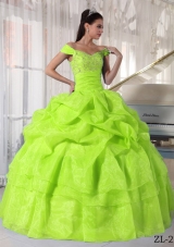 2014 Spring Off The Shoulder Long Quinceanera Dresses with Beading