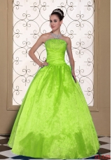 A-line Strapless Cheap Quinceanera Dresses Beaded Decorate Bust Gown