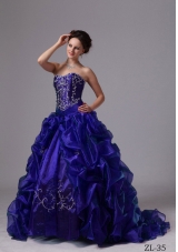 Embroidery and Pick-ups Sweep Train Quinceanera Dress For 2014