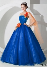Exquisite Princess One Shoulder Royal Blue Quinceanera Dresses for 2014