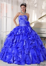 Gorgeous Puffy Sweetheart with Ruffles and Beading Quinceanera Dress for 2014
