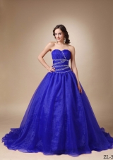Princess Sweetheart Court Train Beading Quinceanea Dress for 2014