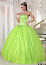 Puffy Strapless Appliques 2014 Dresses For a Quinceanera