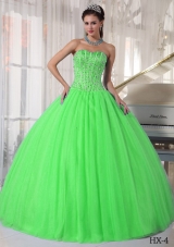2014 Beading Puffy Sweetheart Tulle Sweet 15 Dresses