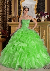 2014 Beautiful Puffy Sweetheart Organza Quinceanera Gowns with Ruffles