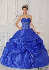 2014 Fashionable Royal Blue Sweetheart Appliques Quinceanera Dresses