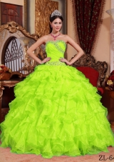 2014 New Style Sweetheart Organza Beading PuffyQuinceanera Gowns