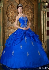 2014 Popular Appliques Quinceanera Dress in Royal Blue