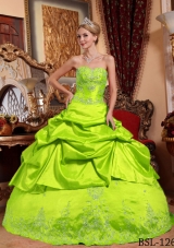 2014 Puffy Sweetheart Embroidery with Beading Quinceanera Gowns