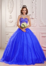 2014 Quinceanera Dress in Blue Princess Sweetheart with Beading