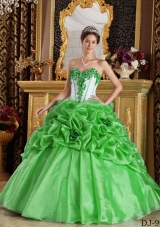 2014 Sweetheart Ball Gown Sweet 16 Dresses with Hand Made Flowers