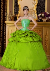 Cheap Ball Gown Strapless Appliques Long 2014 Quinceanera Dresses