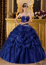 Cheap Puffy Strapless Pick-ups and Appliques Quinceanera Dresses