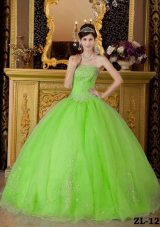 Elegant Beading Organza Long Quinceanera Dresses with Strapless