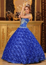 Elegant Blue Puffy Sweetheart Appliques 2014 Quinceanera Dress