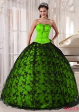Elegant Spring Green Sweetheart Lace Quinceanera Dress for Military Ball